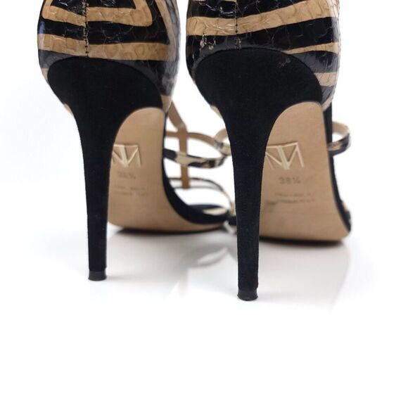 TAMARA MELLON 90s Clear Strappy Leopard Print Black Suede Stiletto Heels 8.5 Y2k - Picture 9 of 16